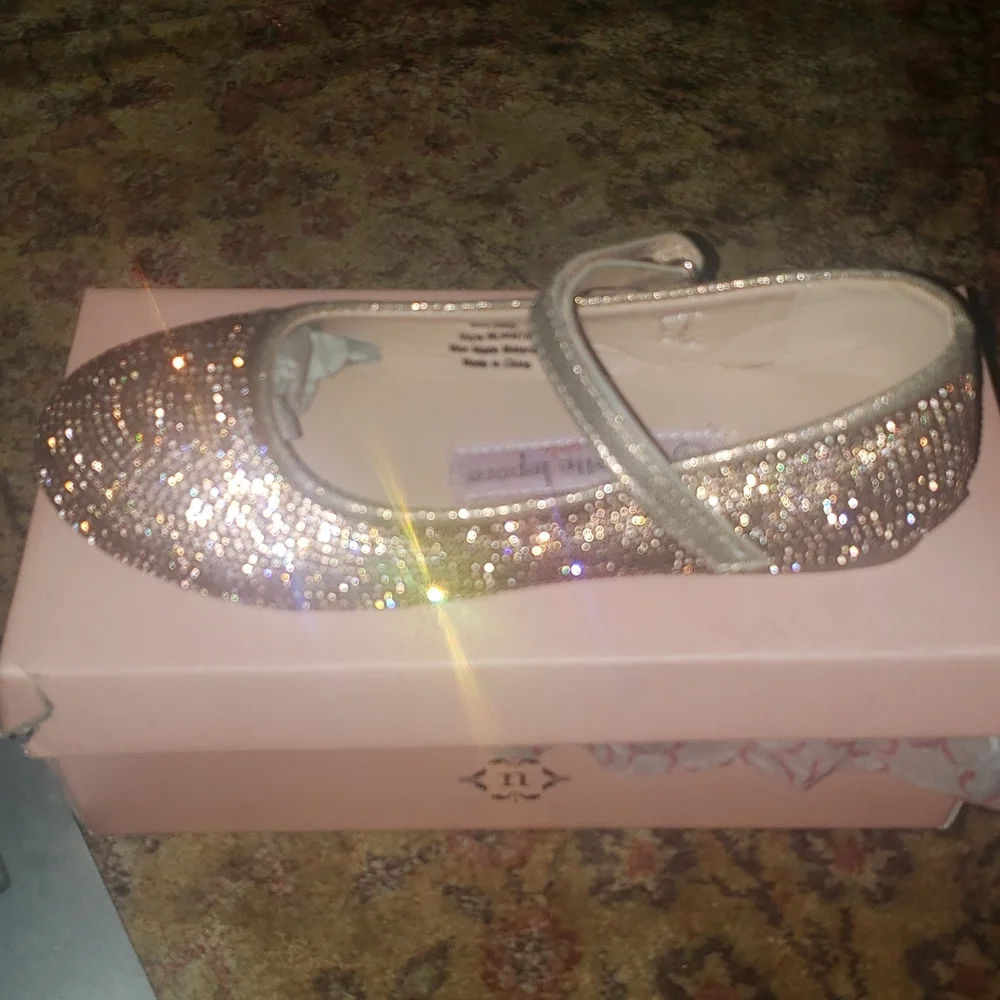Nanette lepore rhinestone rose gold ballet slippers dress shoes 1.5 2